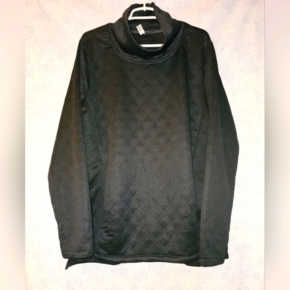 RBX Womens Moc Cowel Neck Quilted Sweatshirt Tunic XLarge Charcoal Gray Cozy Top